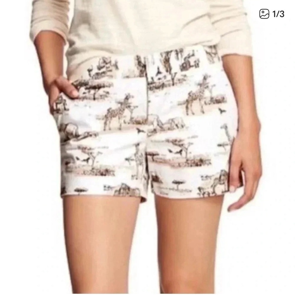 Banana Republic White Safari Print Shorts